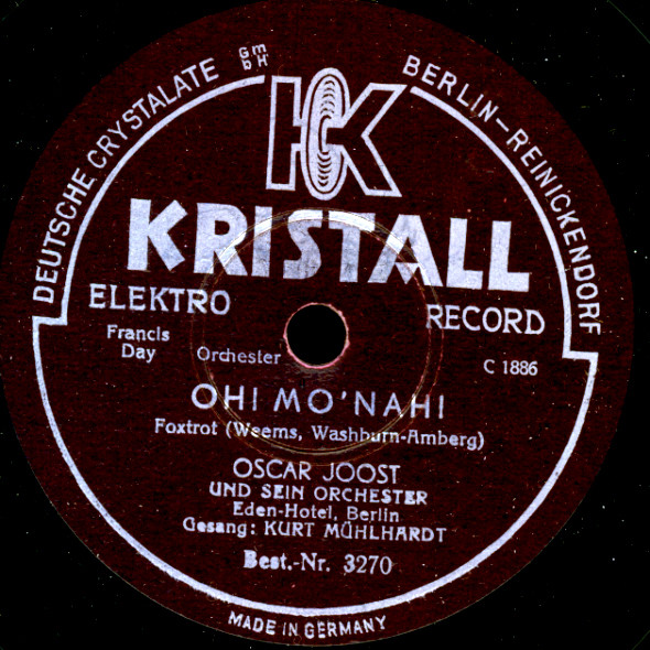 OSKAR JOOST & MÜHLHARDT Oh! Mo'nah / Mir fehlt zum Glück.. Schellackplatte S1136