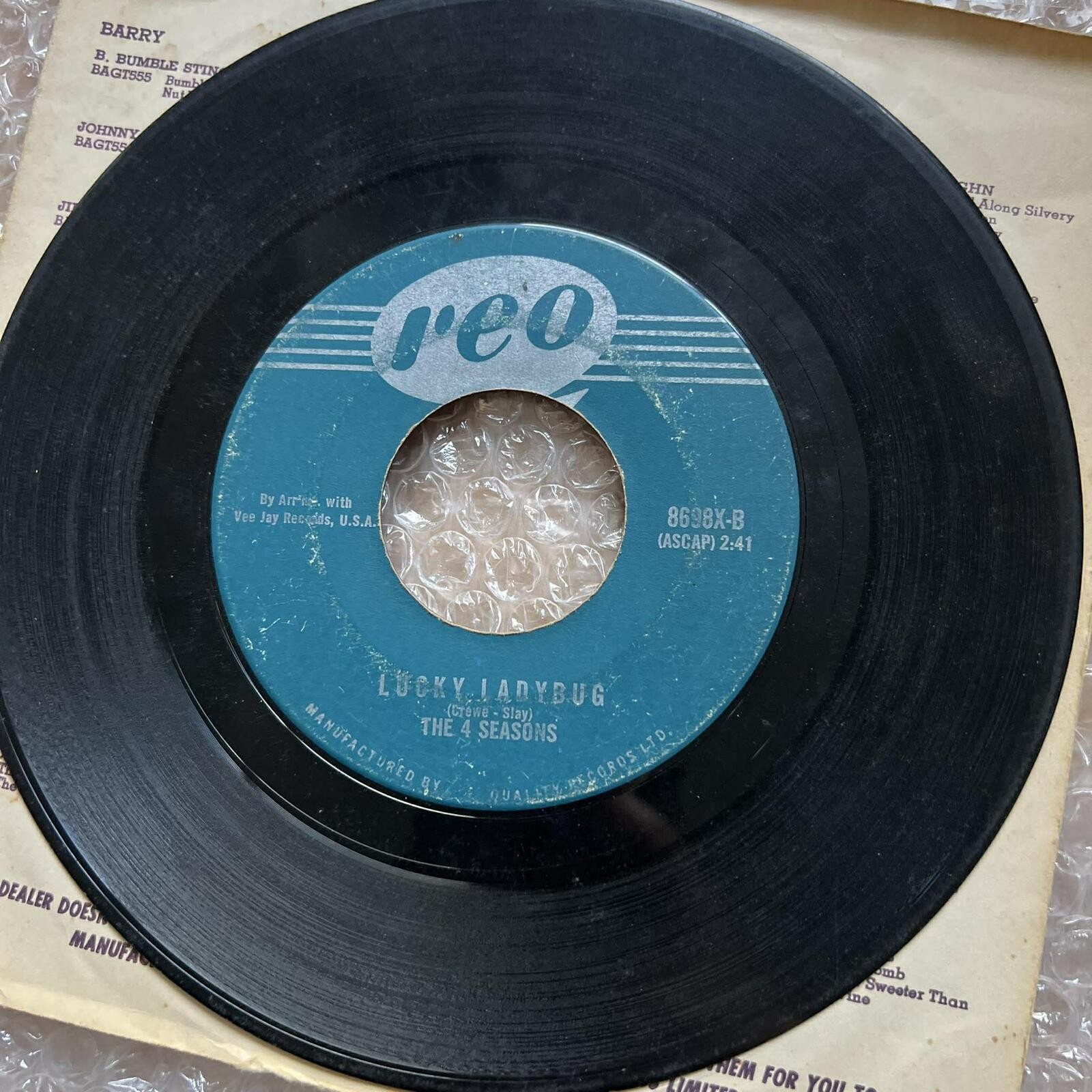 The 4 Seasons - Lucky Ladybag / Walk Like A Man 45rpm 7' Vinyl Record R70