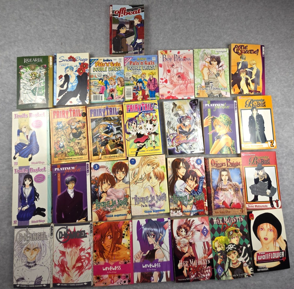 Enorme libro manga lotto di 29 cesto frutta coda di fata D N angelo Tokyopop misto 