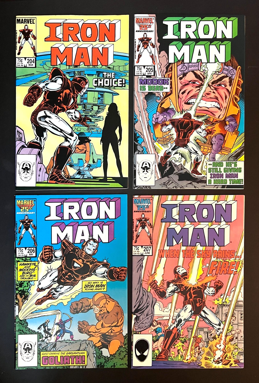 IRON MAN #204, 205, 206, 207 Lotto Alta Qualità M.O.D.O.K Marvel Comics 1986