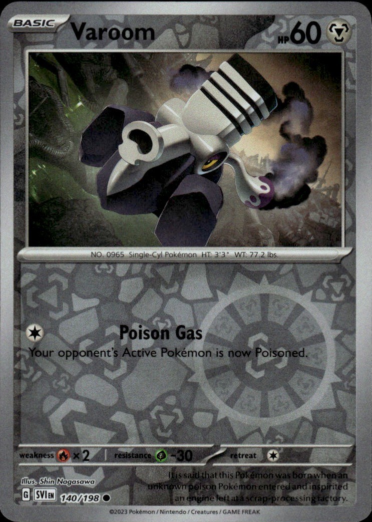 Pokemon Varoom 140/198 REVERSE HOLO Scarlatto e Viola C quasi nuovo Shin Nagasawa