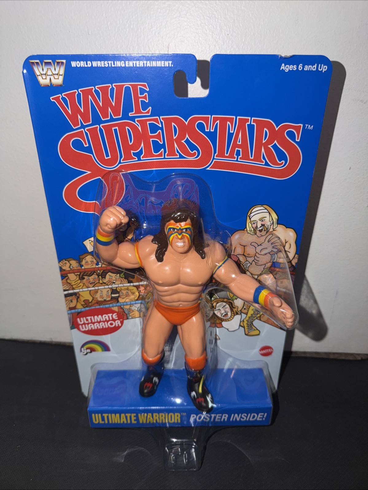 Modellino WWE LJN MATTEL Superstars Ultimate Warrior 8" carta blu spedizione immediata