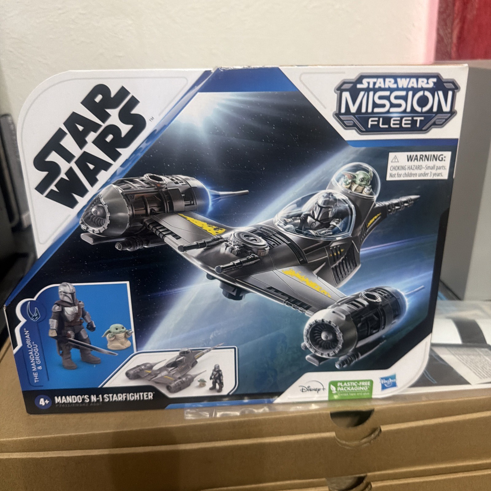 💥STAR WARS Mission Fleet Mando's N1 Starfighter Grogu & Mandalorian Figure New