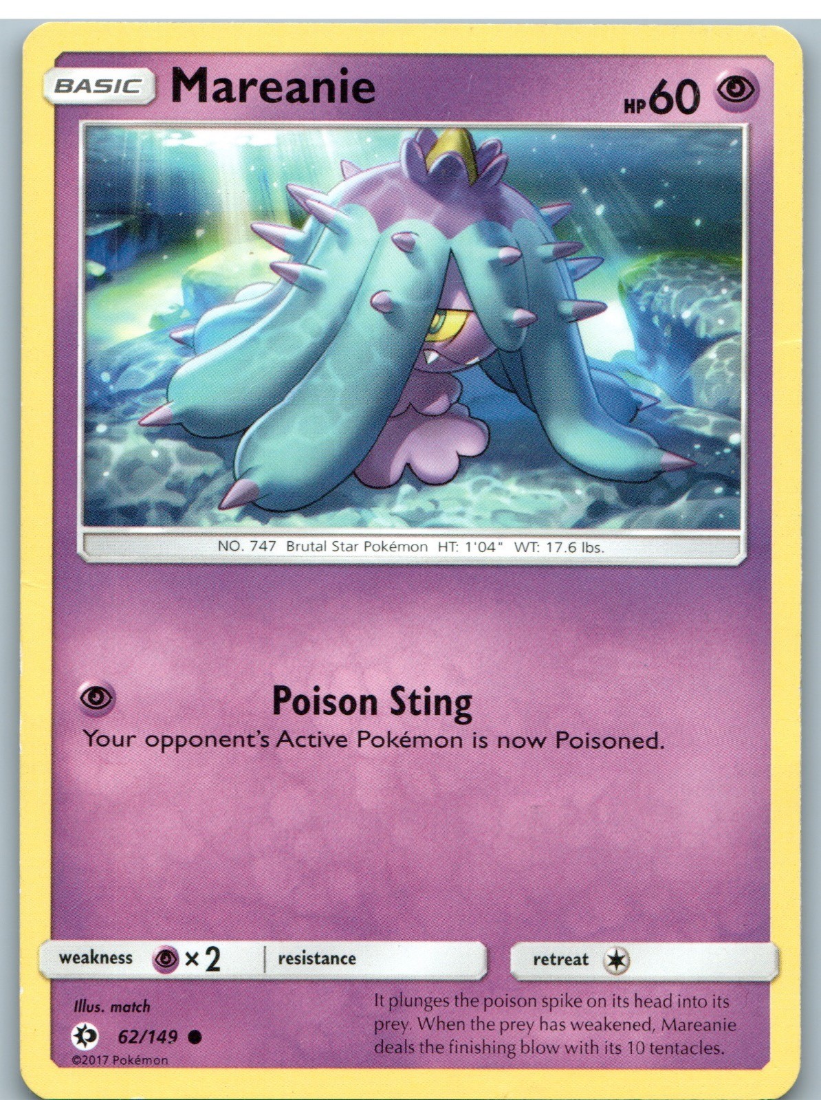 Mareanie 62/149 Set Base SM Comune Pokemon giocato moderatamente