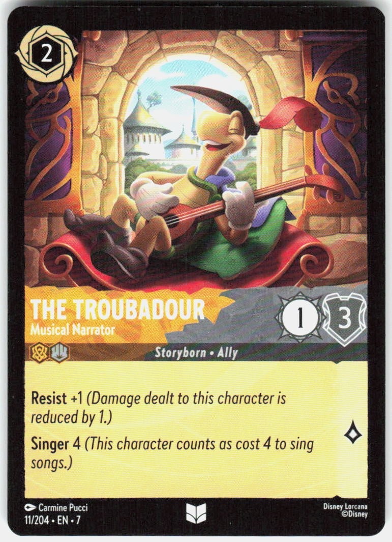 Disney Lorcana Il Trovatore 11/204 Isola di Arcazia rara carta inchiostro ambrato