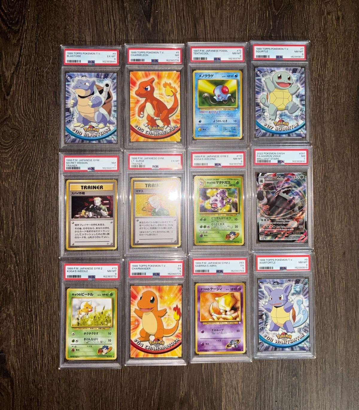 Lotto 12 carte Topps Nintendo Pokemon TCG classificate giapponese Fossil Gym Blastoise