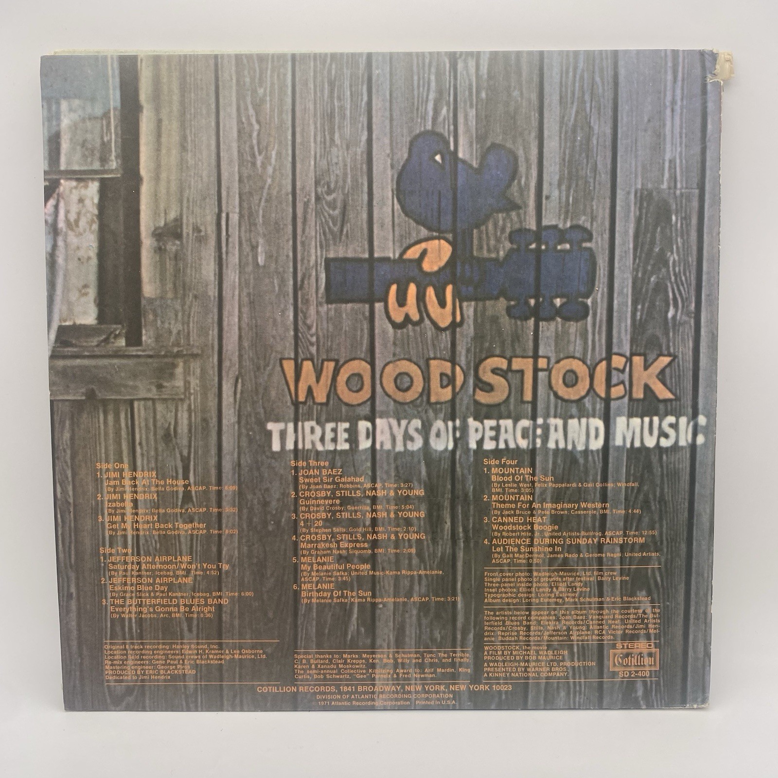 Woodstock Two Cotillion SD 2-400 1971 Stereo 12" Black Vinyl 2LP