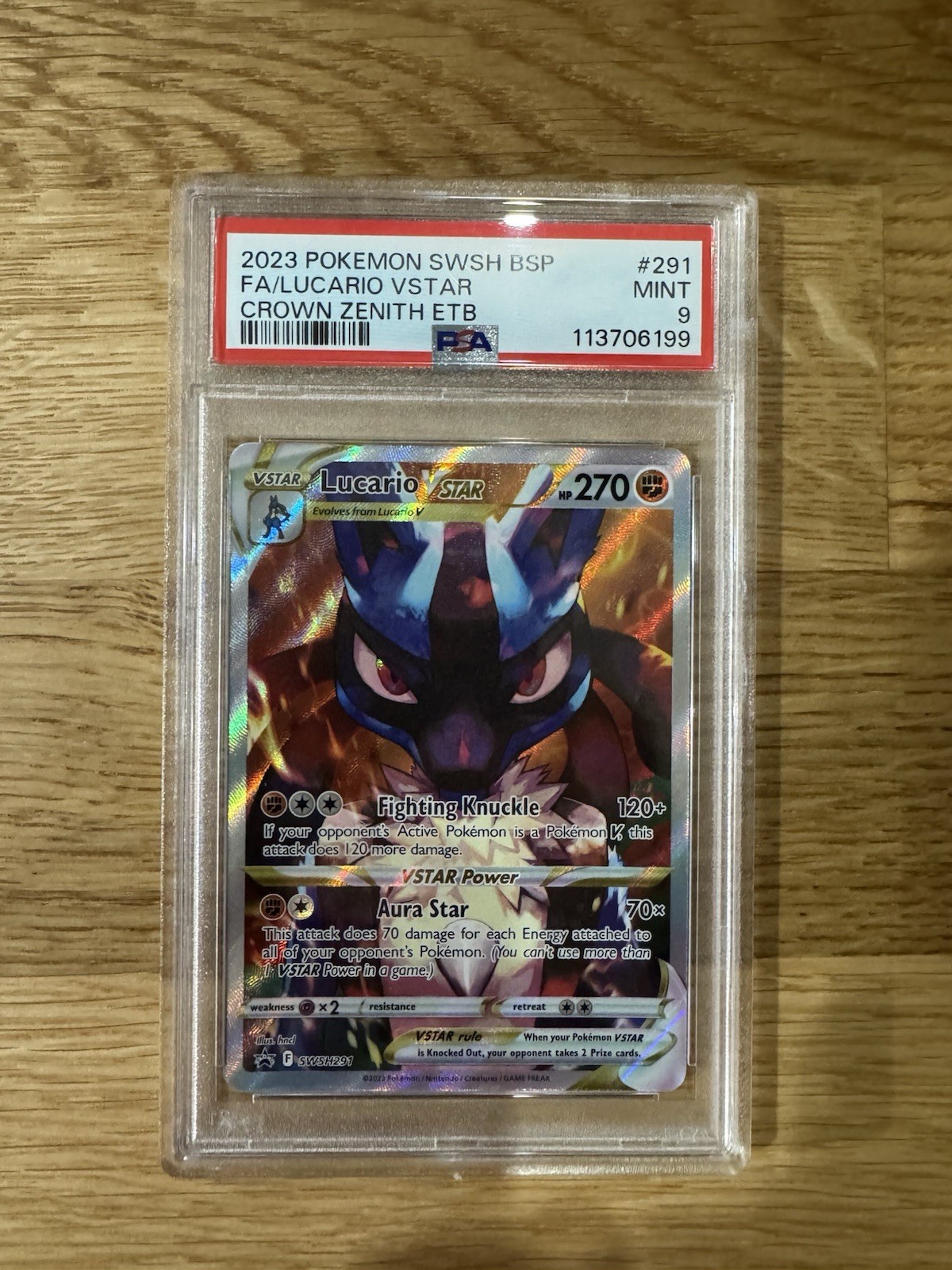 Pokemon TCG Lucario VSTAR SWSH291 Spada e Scudo Promo Holo PSA 9