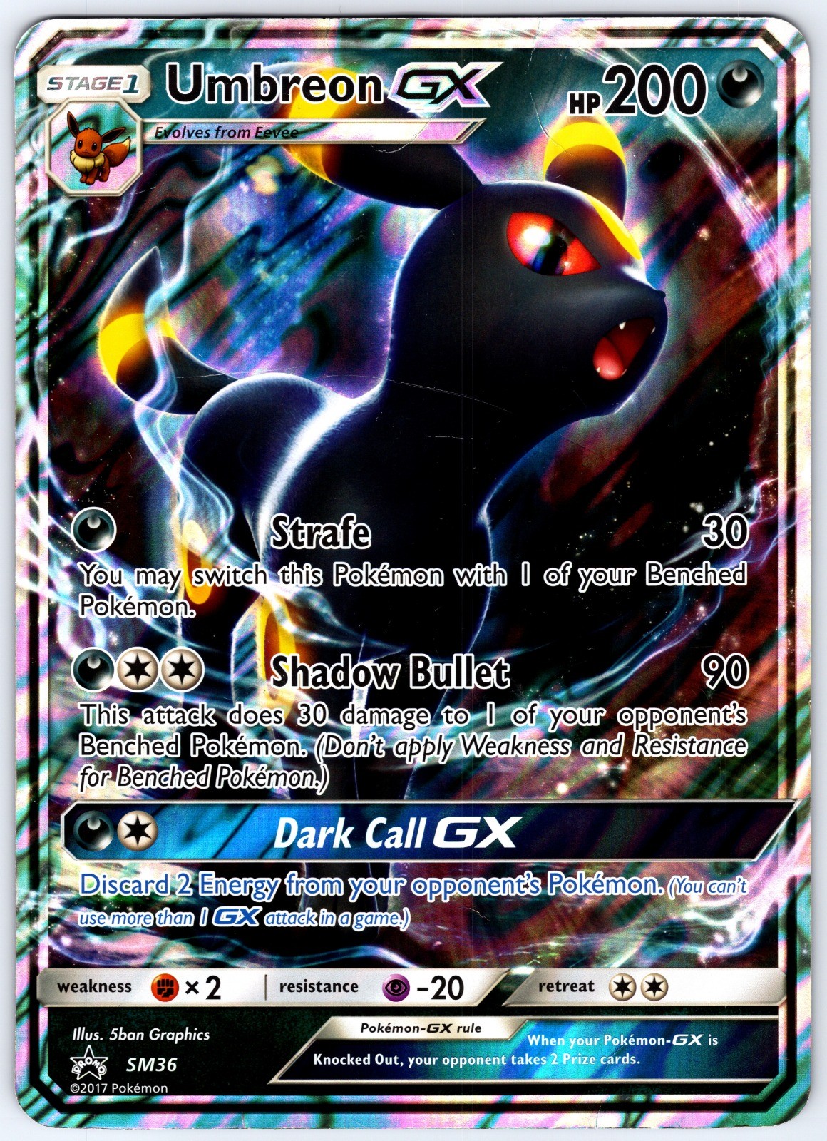 Umbreon GX - SM36 Carte Jumbo Holo Promo Pokemon TCG 5ban Grafica HP
