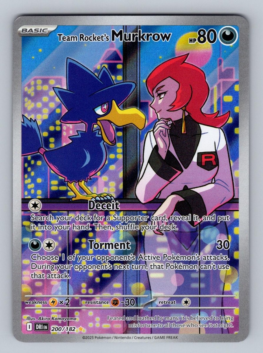 Team Rocket's Murkrow 200/182 Illustrazione Rara Destinazione Rivali Pokemon Holo NM