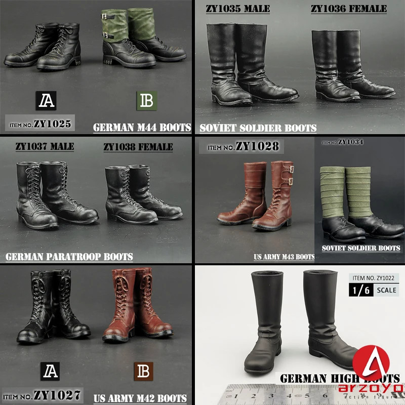 Scarpe stivali militari ZYTOYS ZY1024 ZY1028 ZY1034 1/6 modello misura 12'' figure maschili