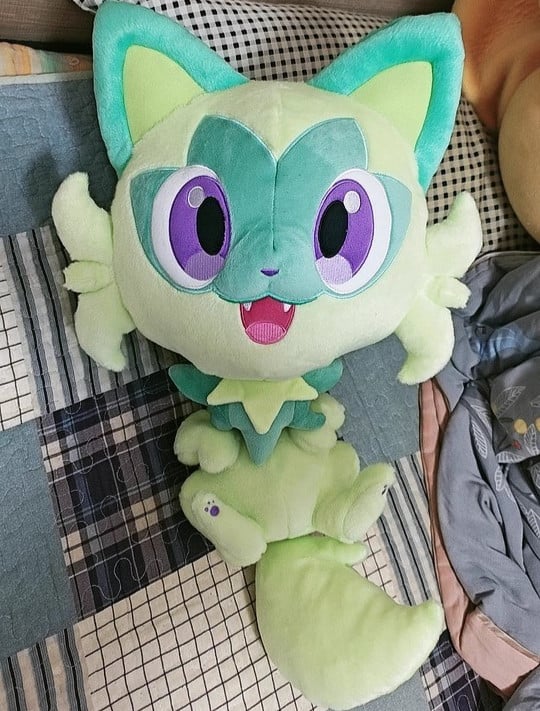 Peluche pupazzo 48 cm anime lucido Sprigatito peluche cuscino cos regalo caldo