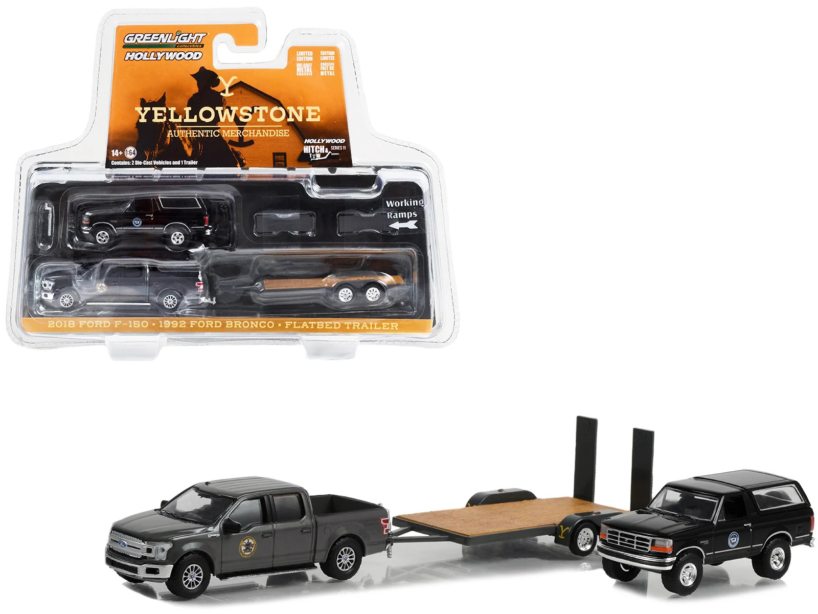 2018 Ford F-150 Pickup Truck Gray 1992 Ford 1/64 Diecast Model - Greenlight