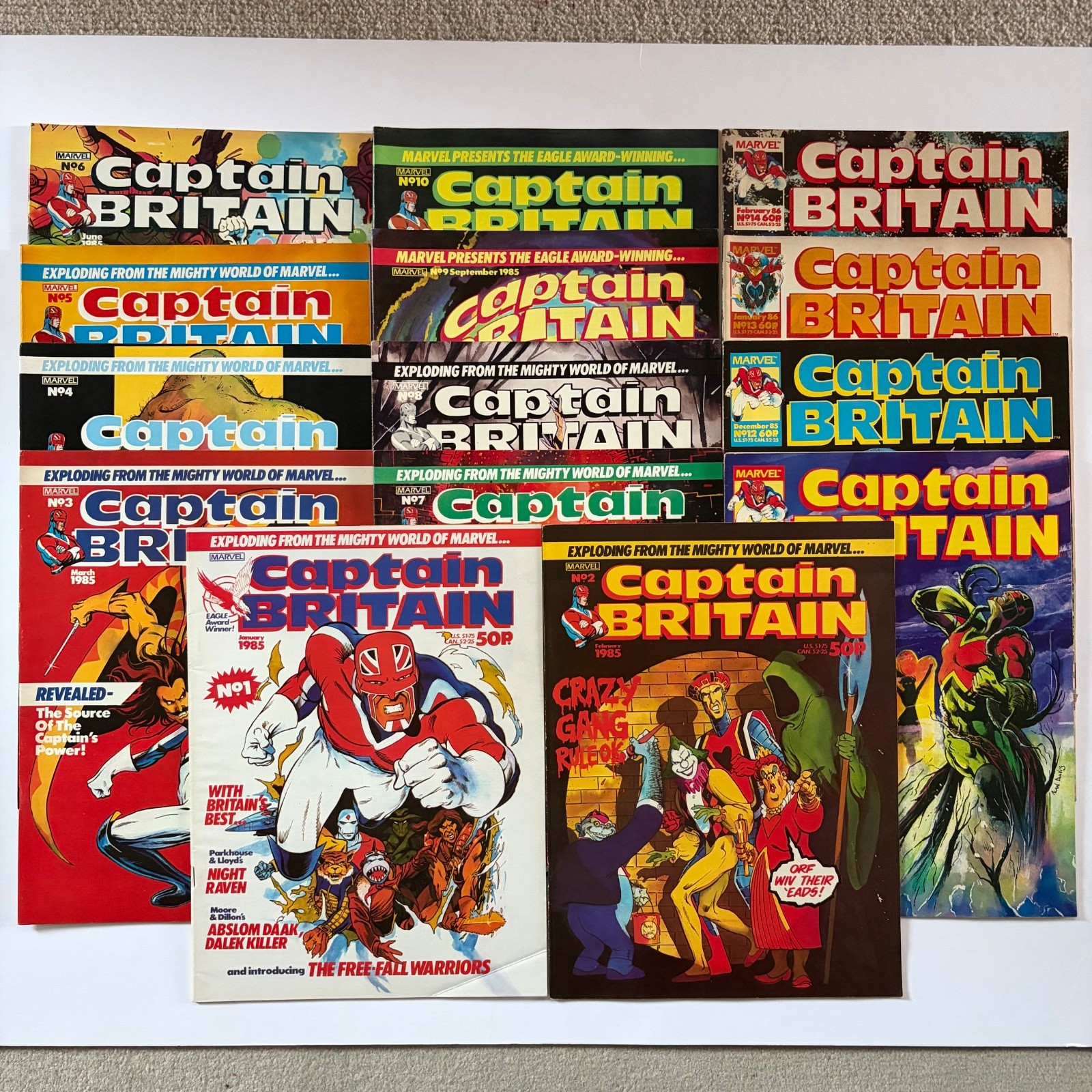 Marvel UK Captain Britain 1985 - Alan Davis Complete Run Issues 1 to 14 Full Set