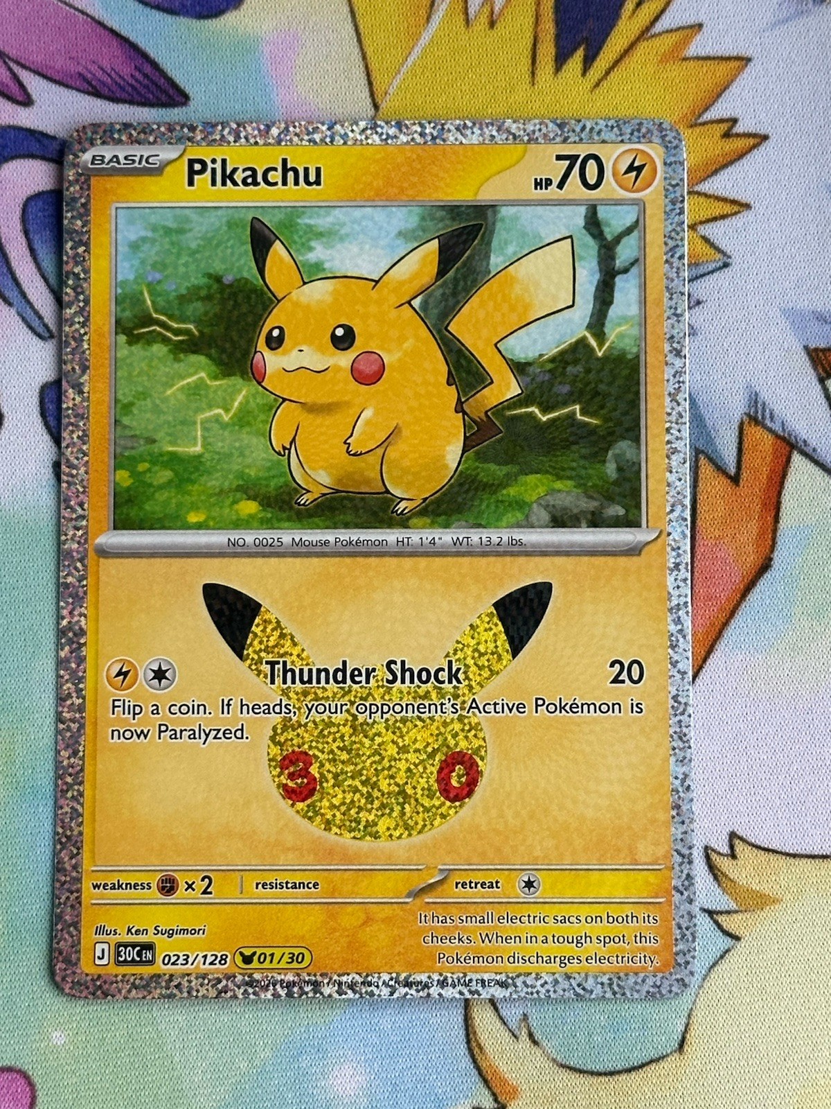 Pokémon TCG Pikachu Holo 023/128 01/30 30th Anniversary Pokemon Card