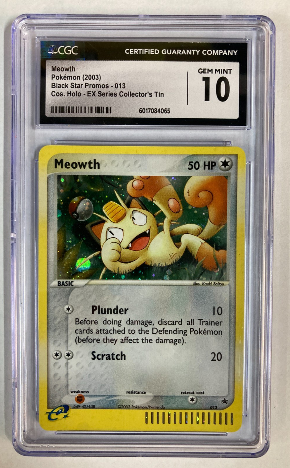 Pokemon Meowth 2003 Black Star Promo #013 EX Series Collector’s Tin CGC 10