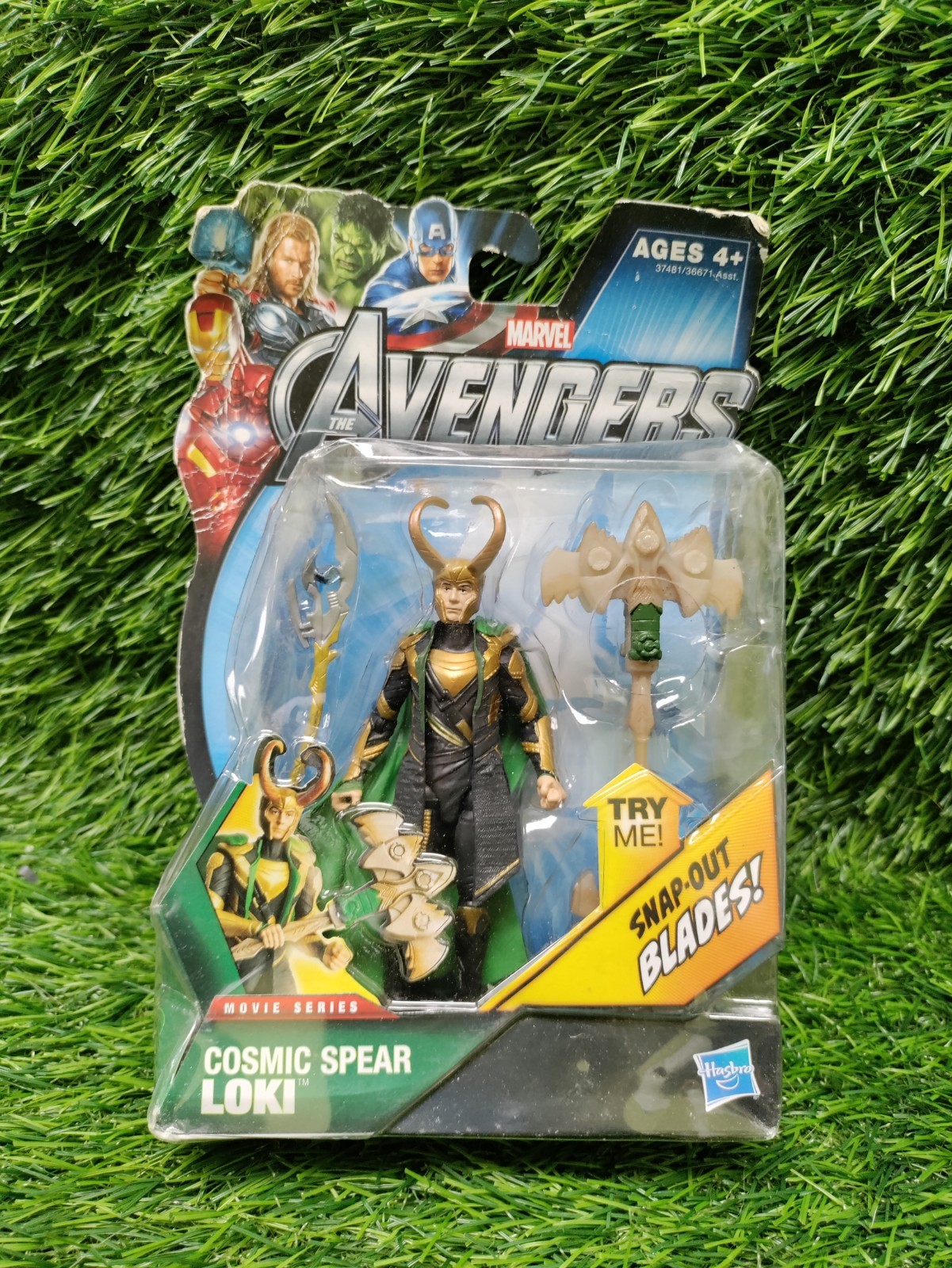 Hasbro Avengers Movie Series Cosmic Spear Loki Action Figure Boxed Spear 2011