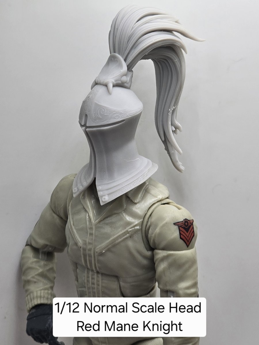 Scultura testa CAVALIERE CRINIERA ROSSO stampata in 3d PER CLASSIFICATO/LEGGENDE SCALA 1/12