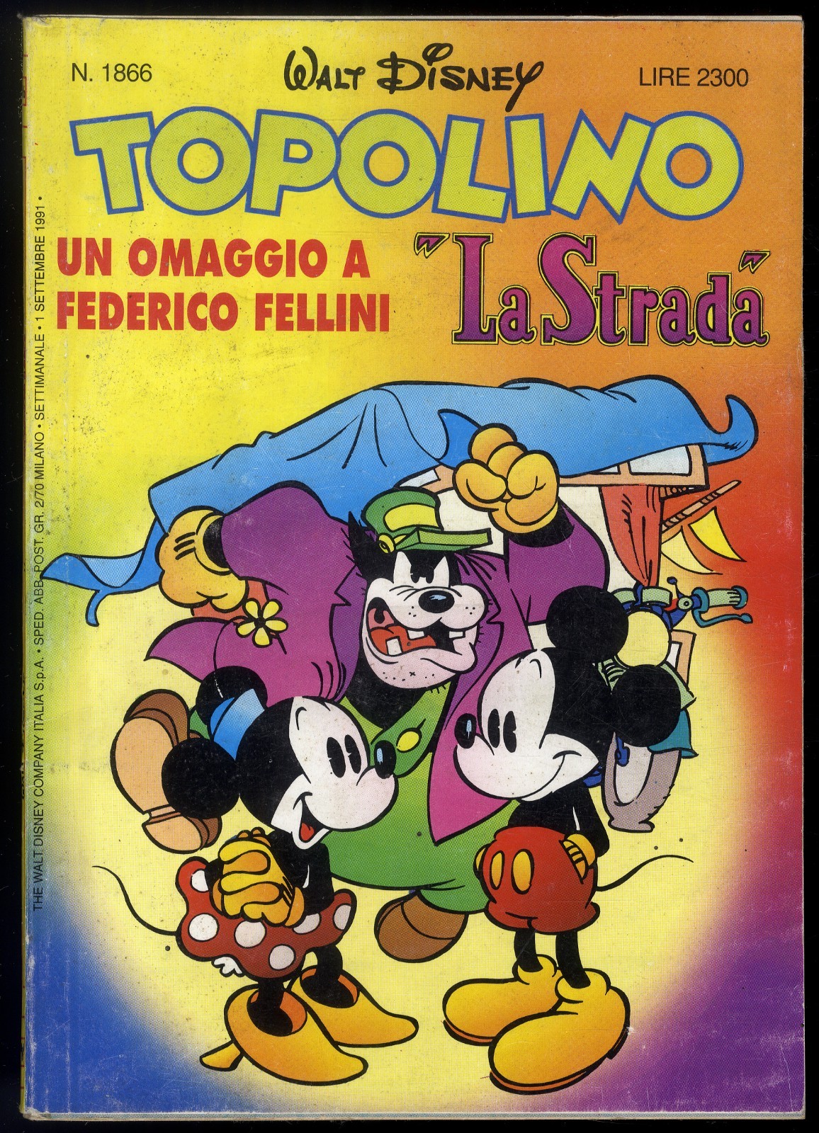 TOPOLINO N° 1866 - 1 SETTEMBRE 1991 - WALT DISNEY COMPANY IT - CONDIZIONI OTTIMO