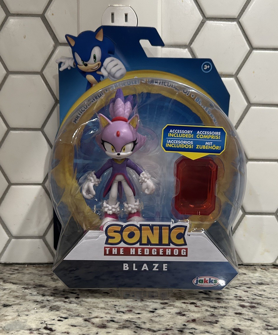 Modellino Jakks Pacific Sonic the Hedgehog Blaze con Sol Emerald 4" nuovo