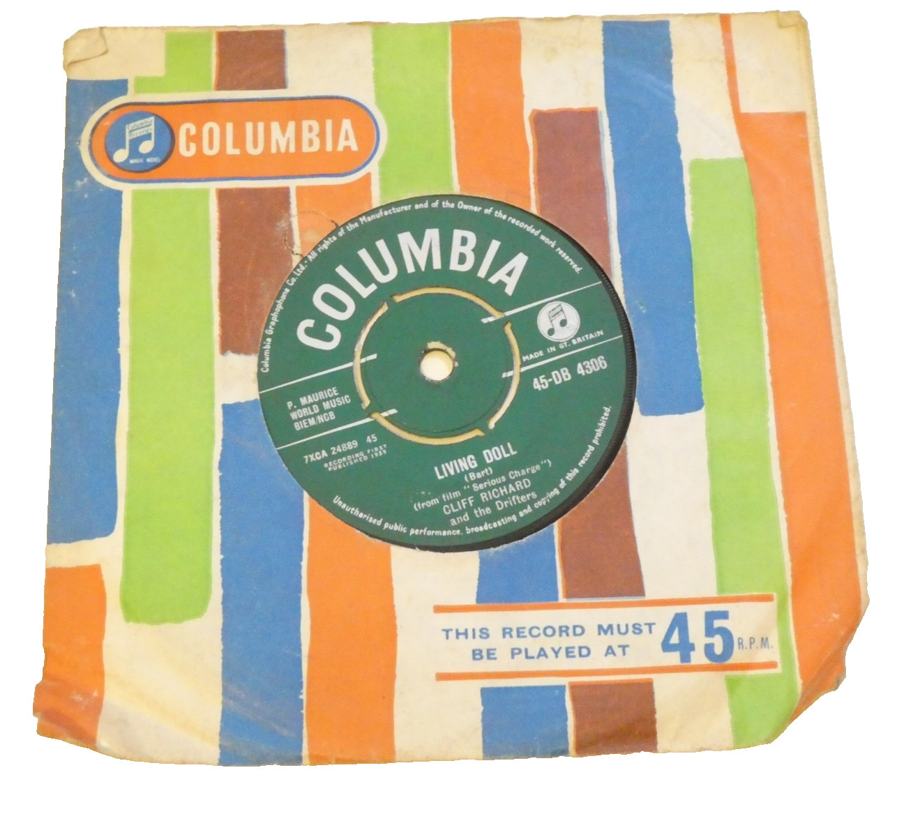 Cliff Richard - Living Doll / Apron Strings 45 RPM Vinyl Record VG 1959