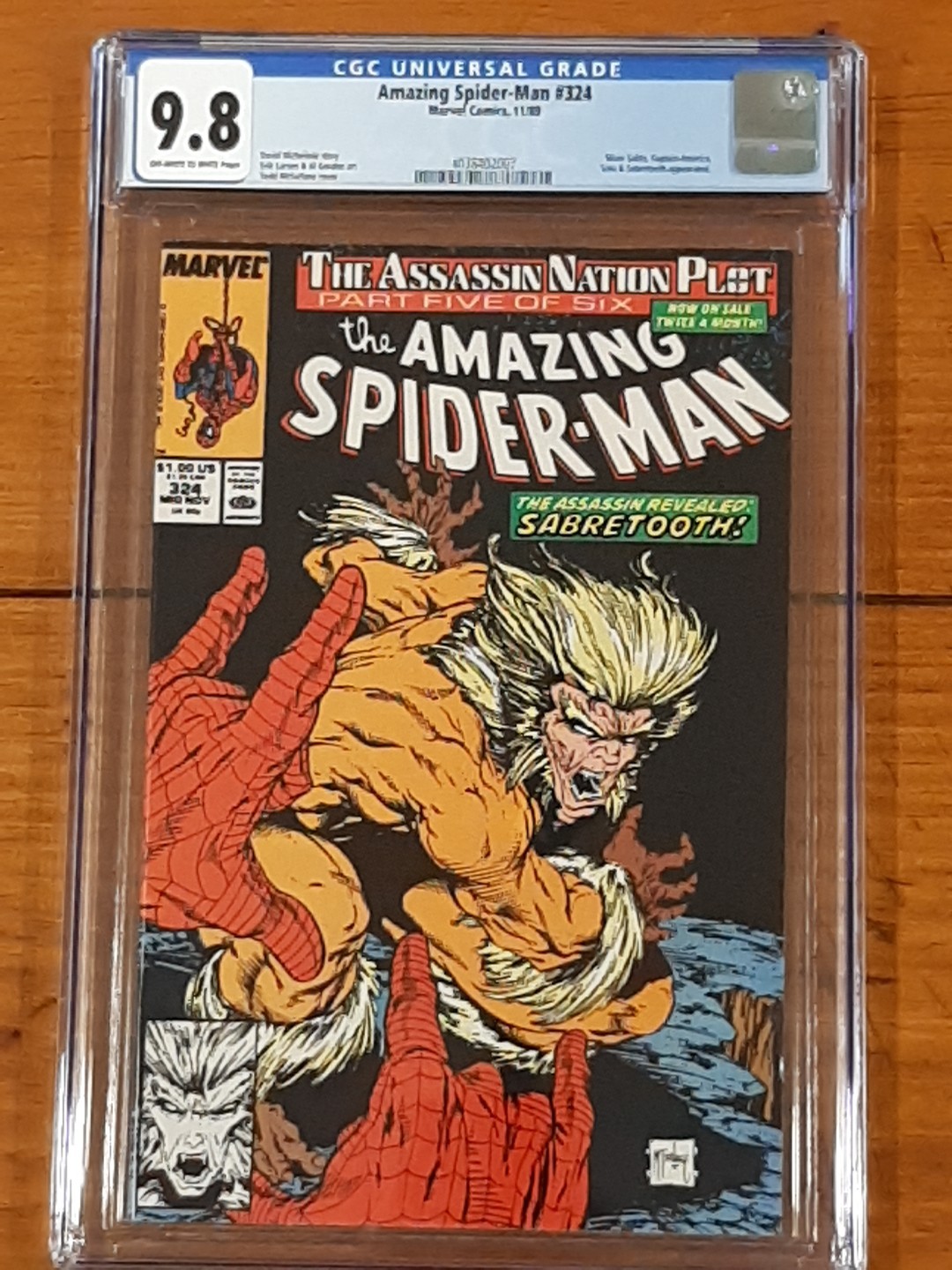 Amazing Spider-Man #324 CGC 9.8 WP NM/M Marvel 1989 Todd McFarlane Sabretooth