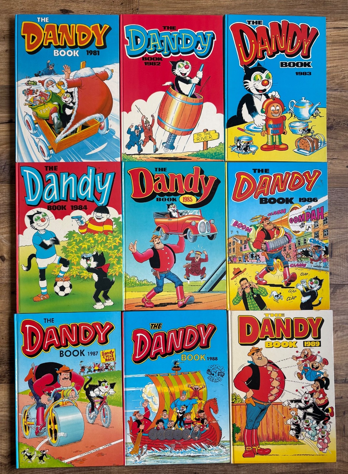 Vintage Dandy annuals x9 , 1981-1989 inclusive, all included, HB, FE