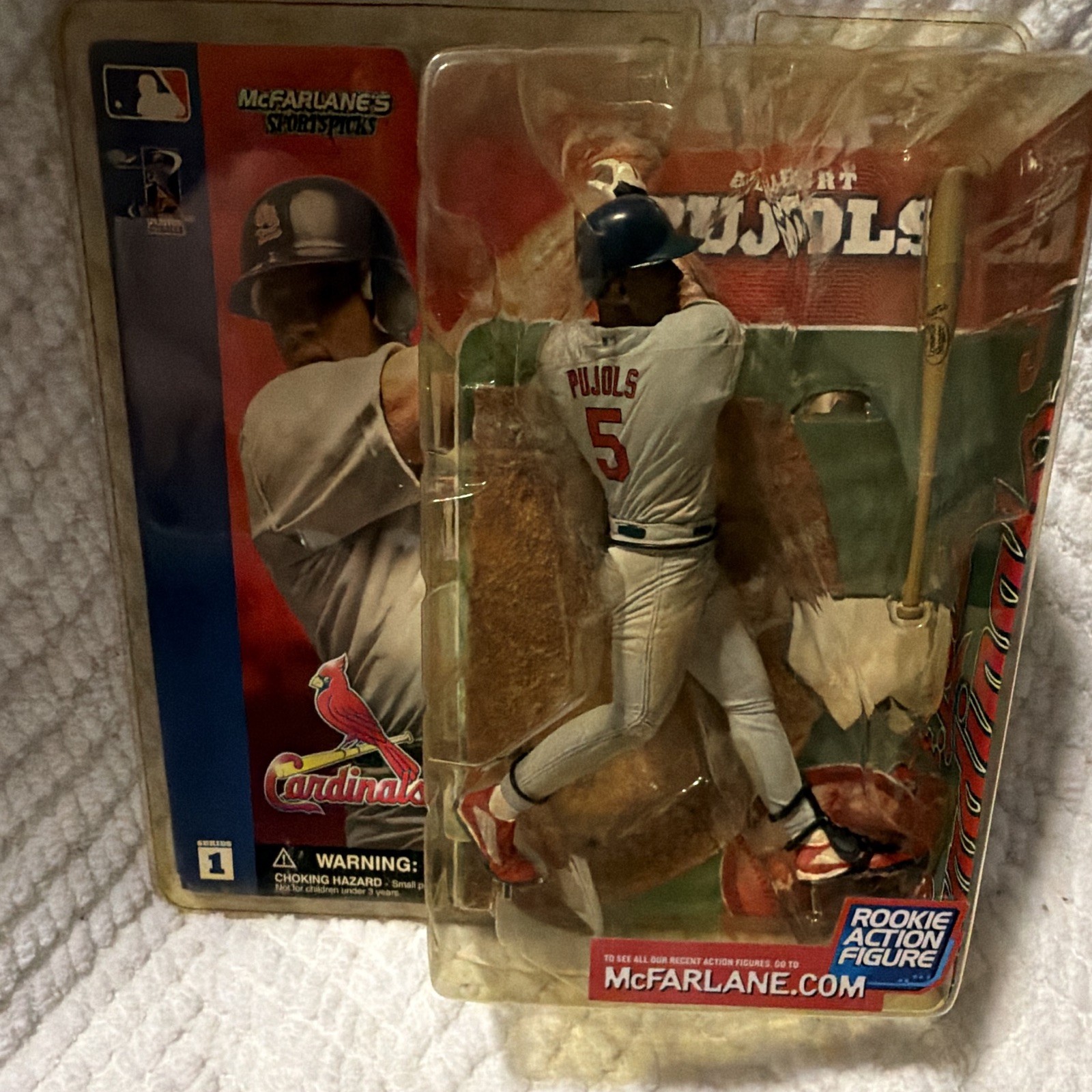 Modellino McFarlane Sports Picks Albert Pujols Rookie Cardinals + base pipistrello