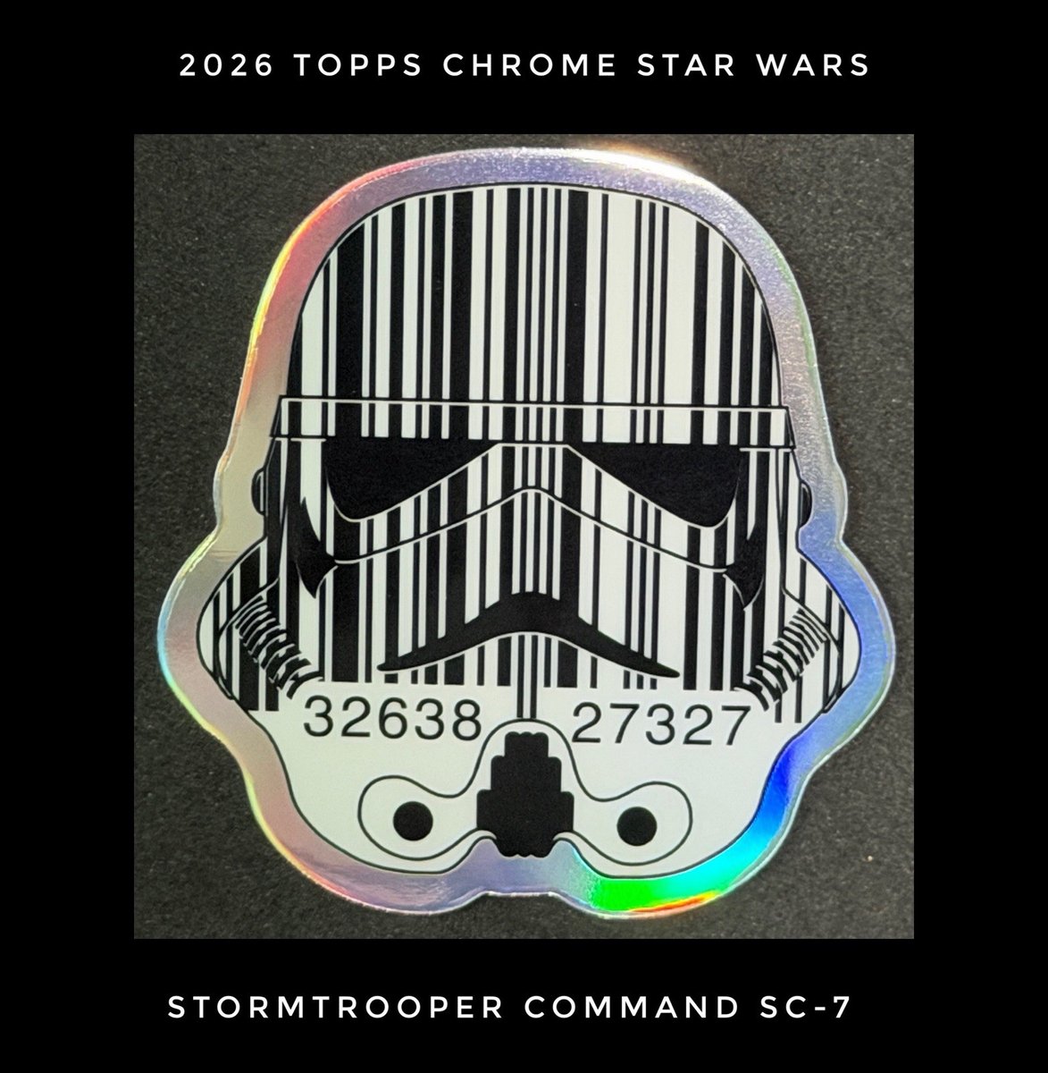 2026 Topps Chrome Star Wars SC-7 Stormtrooper Helmet 7 Die-Cut Insert Barcode
