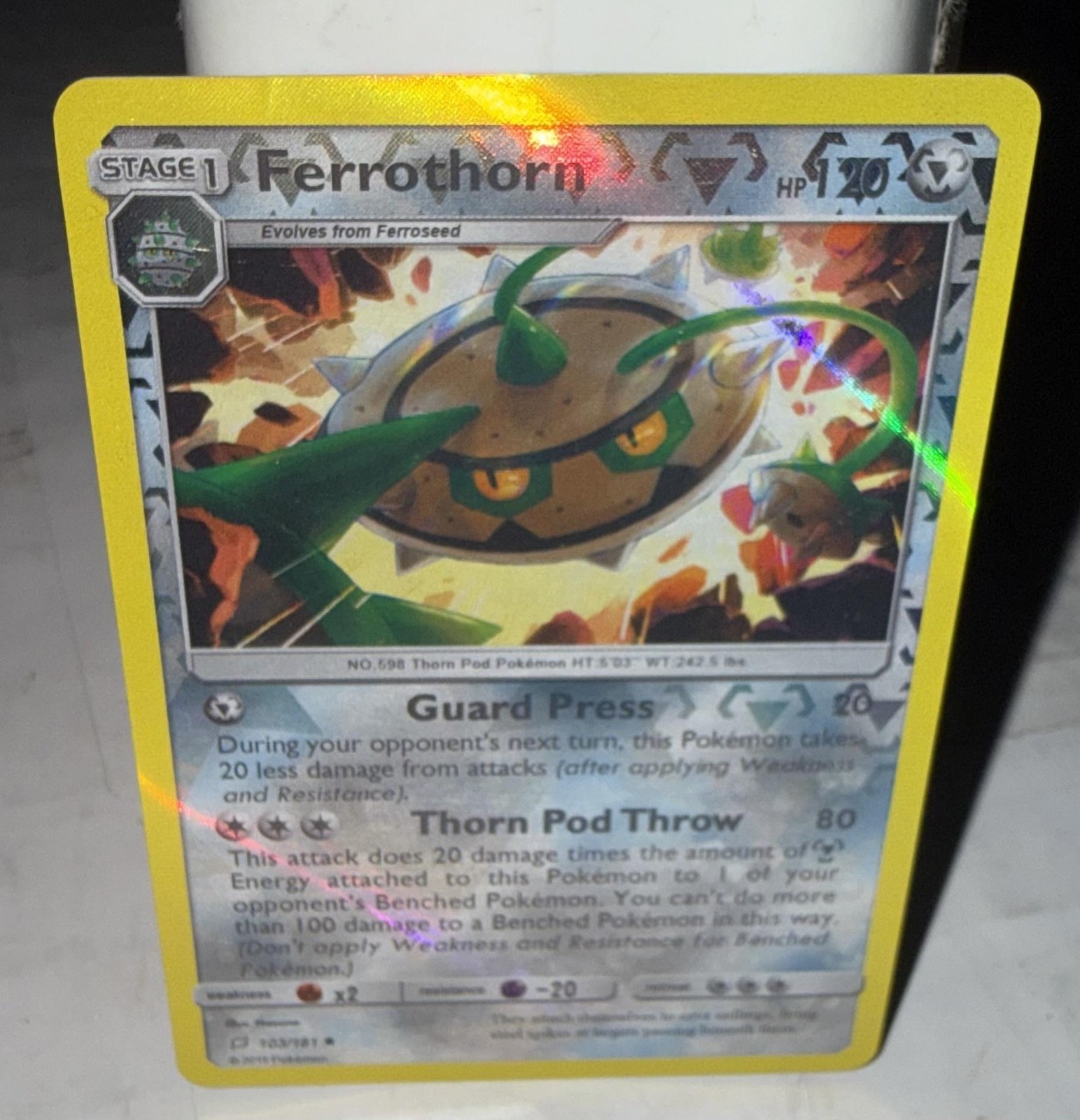 Pokemon TCG Ferrothorn 103/181 Team Up Reverse Holo Raro