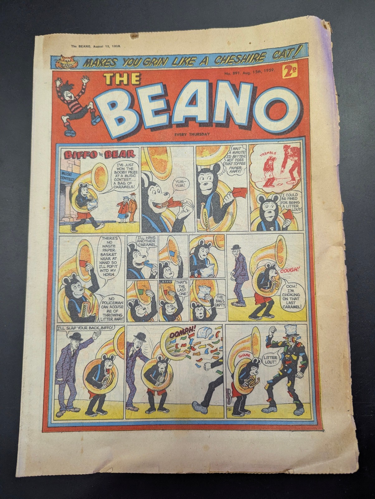 Beano Comic No 891 August 15th 1959, Biffo the Bear