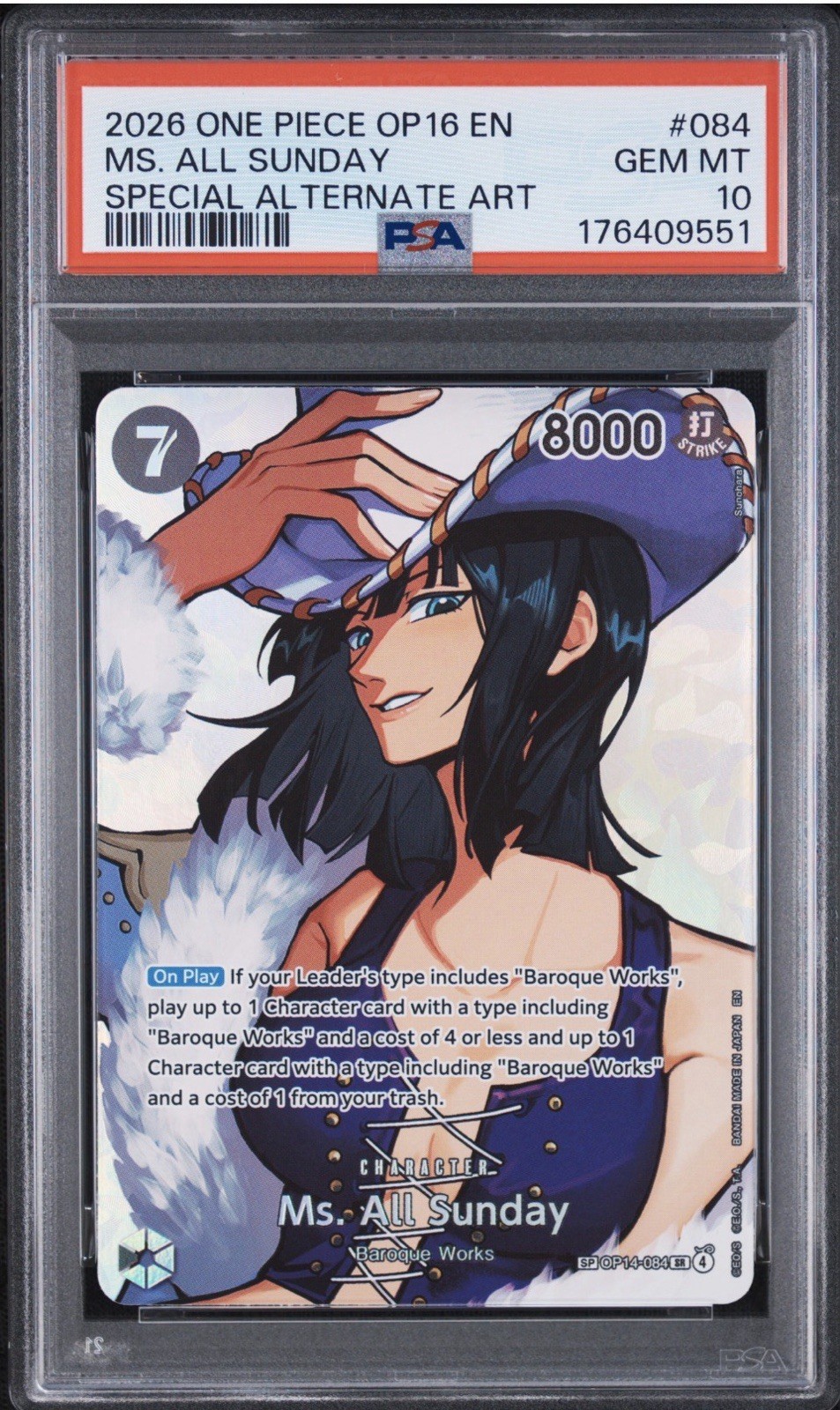 2026 One Piece The Time of Battle Ms All Day Sunday SP Foil OP16-084 PSA 10