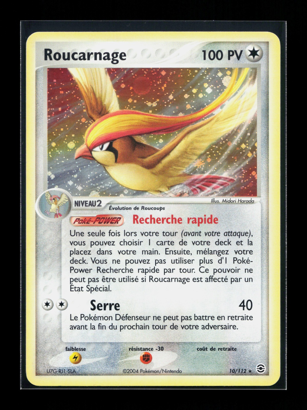 Carte Pokémon Roucarnage 10/112 Holographique Ex RFVF Rouge Feu Vert Feuille 3