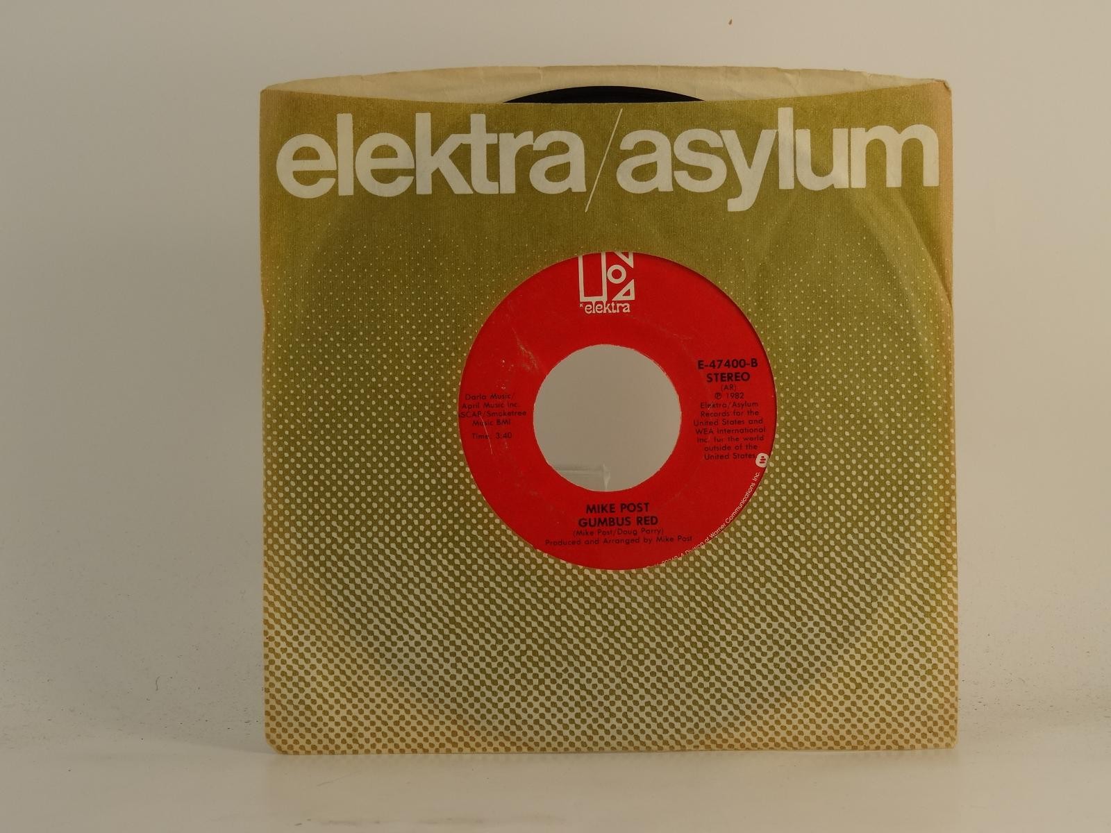 MIKE POST GUMBUS RED (78) 2 Track 7" Single plus Company Sleeve ELEKTRA