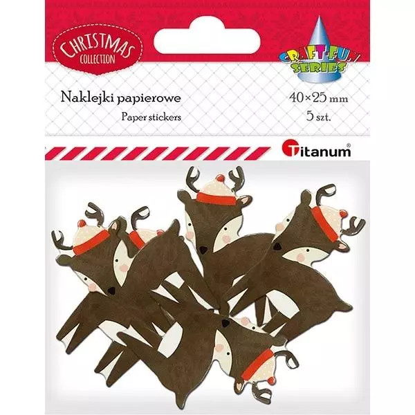 5903714555154 Nakleki cartapesta renifery 25x40mm 5pzt Titanio