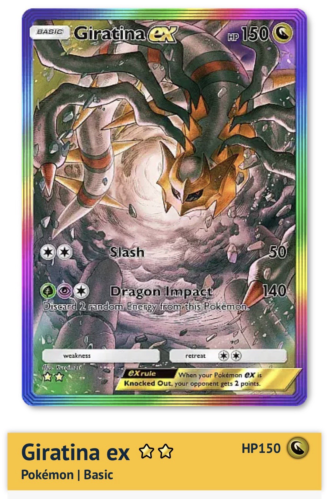 Pokemon TCG Pocket - Giratina Ex- Rainbow 2⭐Card  - English - Fast Delivery - C1