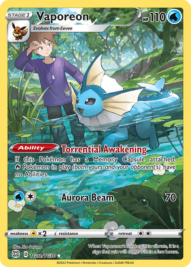 Pokemon Vaporeon TG02/TG30 Holo Brilliant Stars Trainer Gallery NM