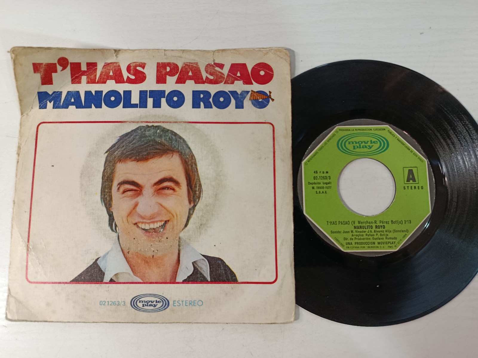 Manolito Royo T´Has Pasao (1977 Movie Play) - Single Vinilo 7" G+/VG RQ