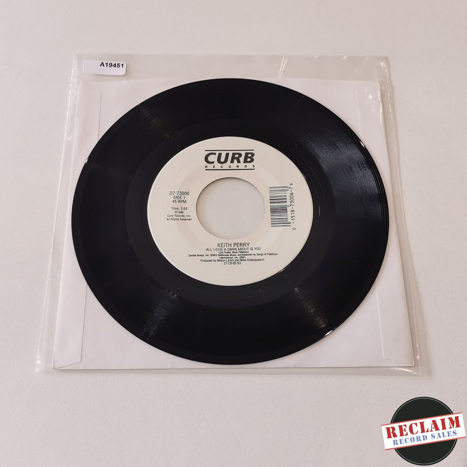 keith perry - all i give a darn about is you 7" vinyl record VG+
