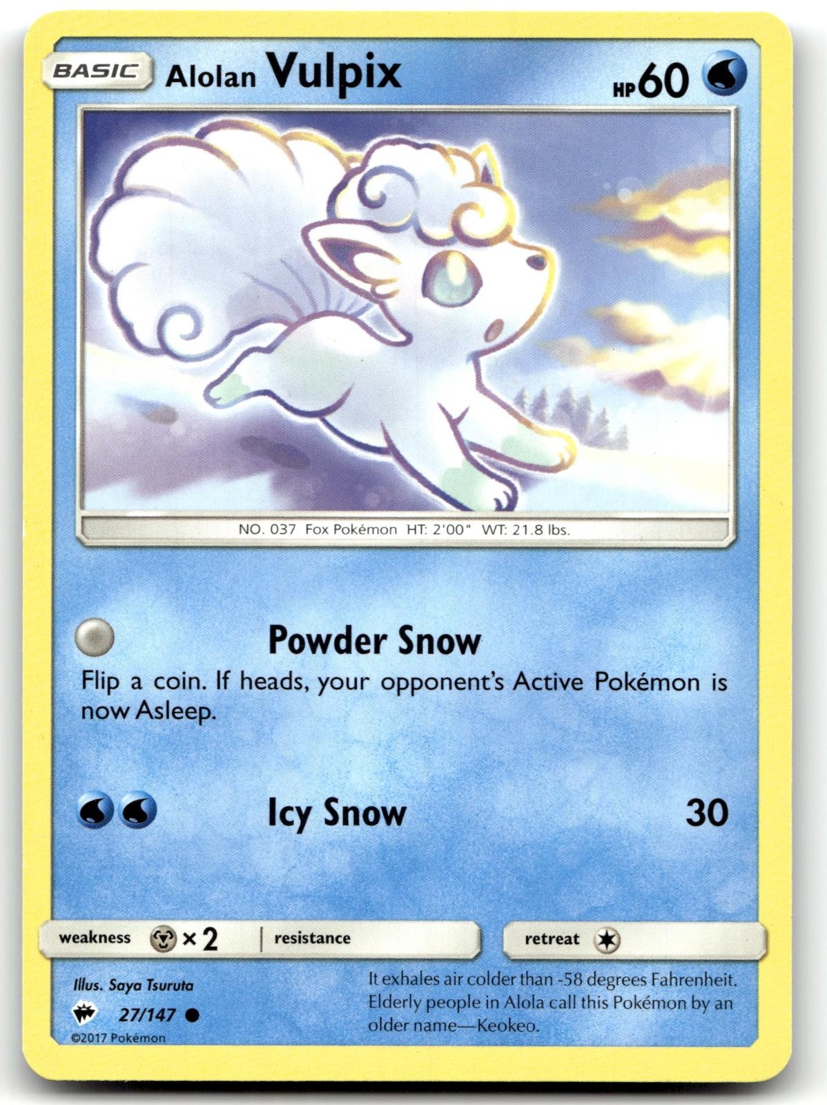 Alolan Vulpix 27/147 Ombre Brucianti Comuni Pokemon Giocato Leggermente