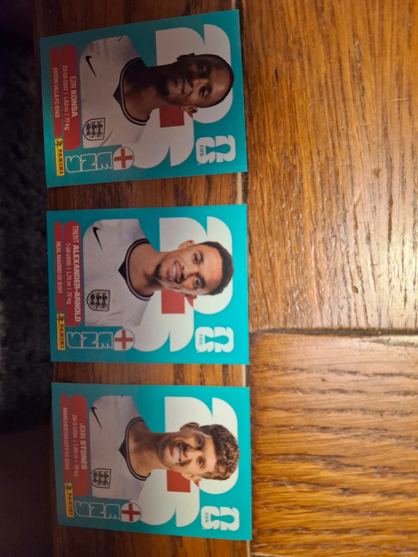3 stickers de l’équipe Nationale d’Angleterre Coupe du Monde de football FIFA2026.