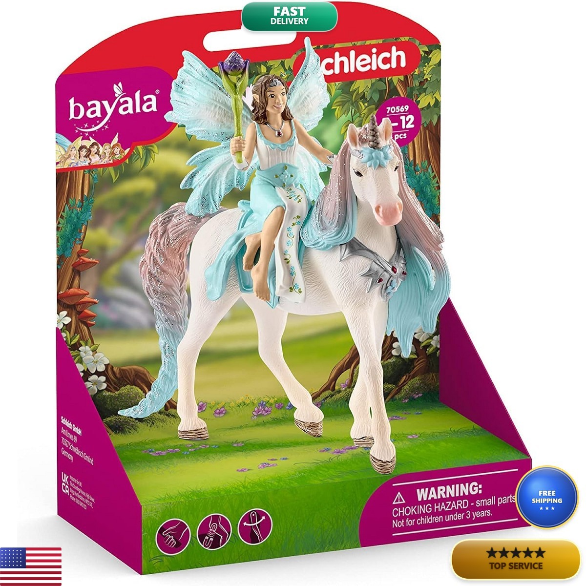 Schleich Bayala 3Pc Fairy Eyela Princess Unicorn Kids 5+