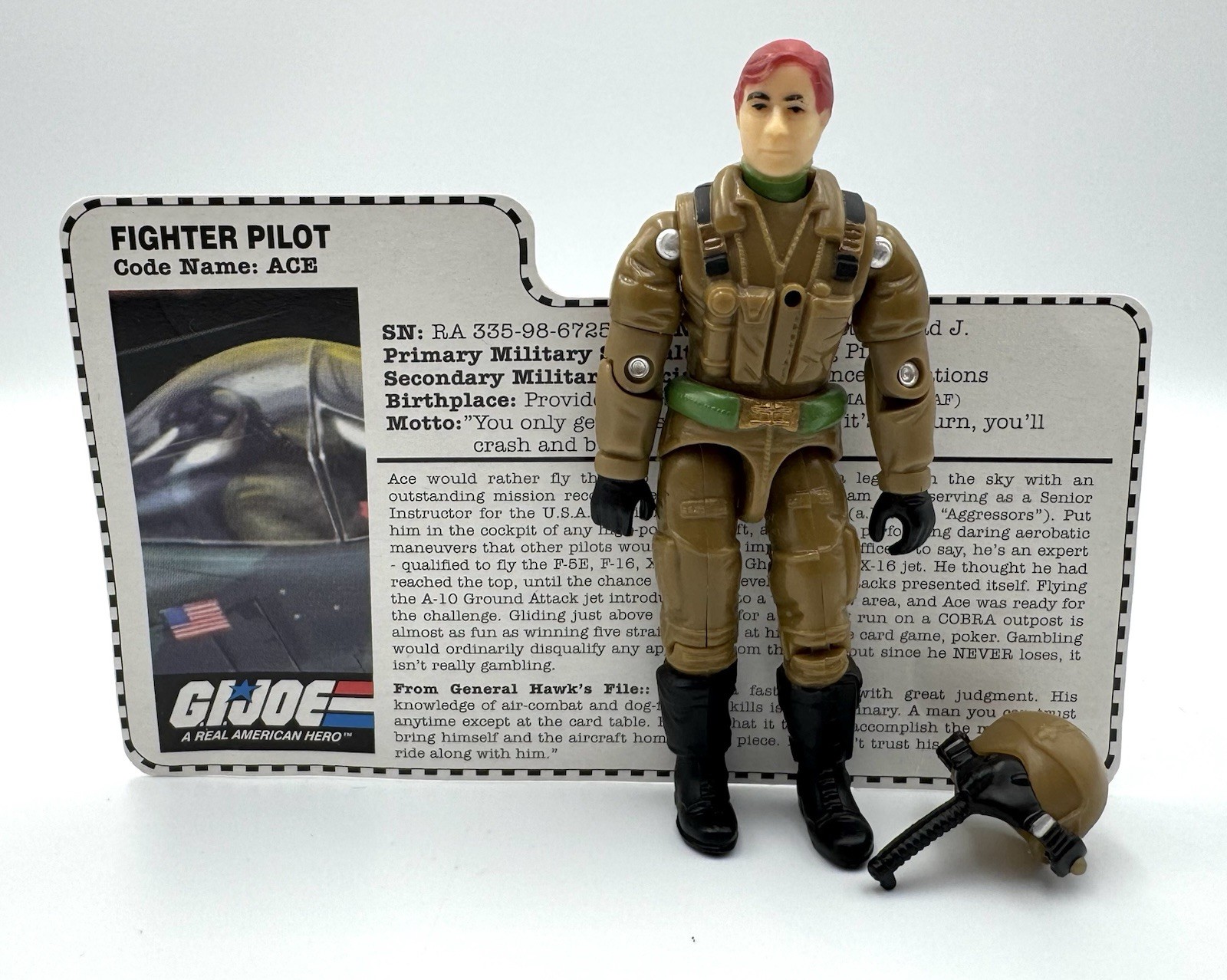 Modellino GI Joe Ace Fighter Pilot V4 Thunderbolt 3,75" Hasbro 1997 + scheda
