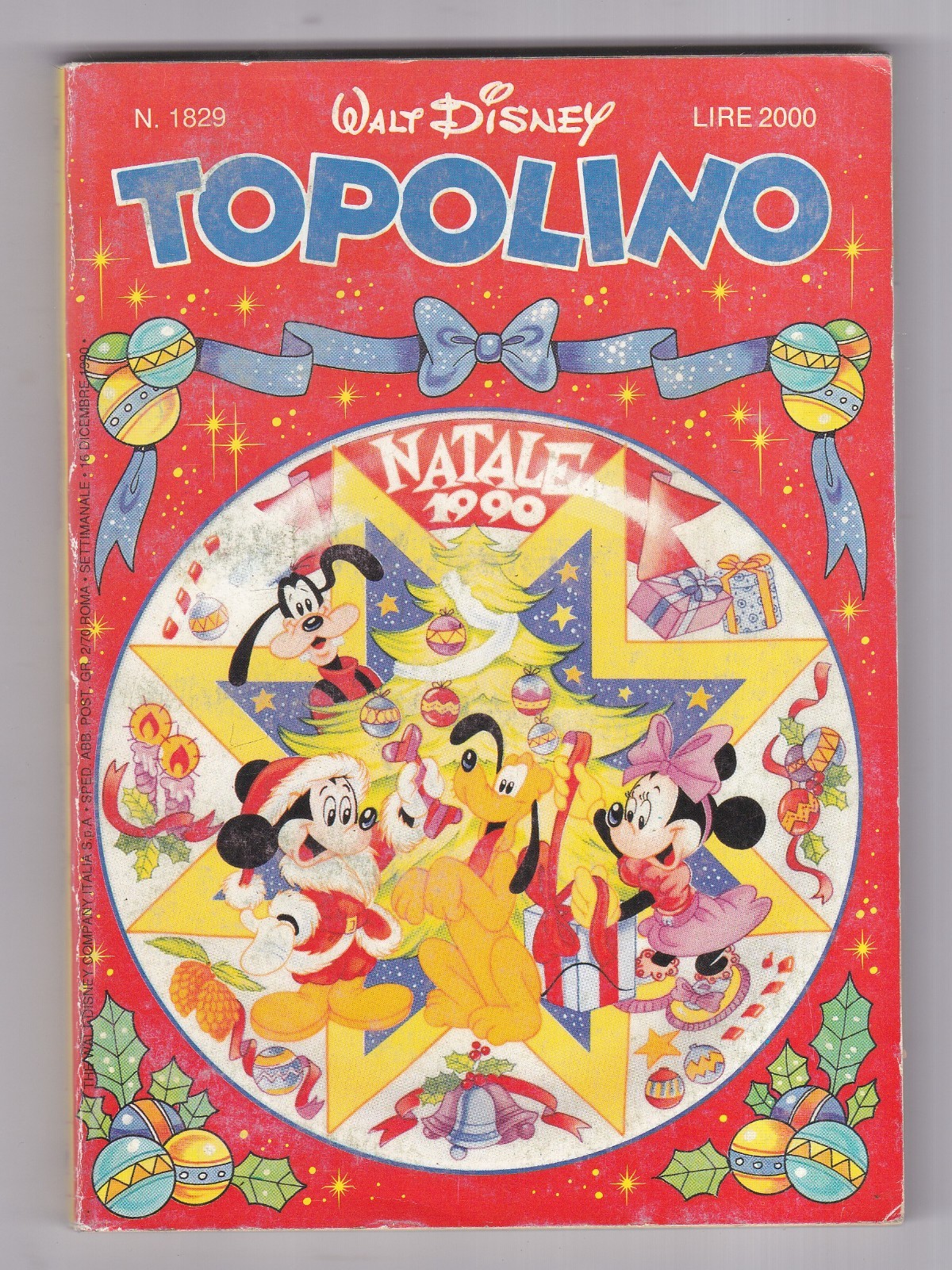 Fumetto Topolino Walt Disney n. 1829 1990 Natale SCT1 #