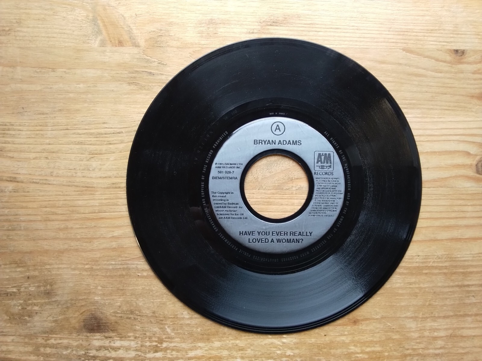 Bryan Adams Have You Ever Really Loved A Woman VG+ 7" Single Vinyl Record 581028