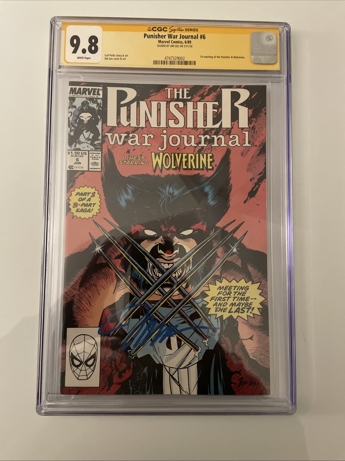 Punisher War Journal 6 CGC SS 9.8 Jim Lee 1st Wolverine meeting 6/1989