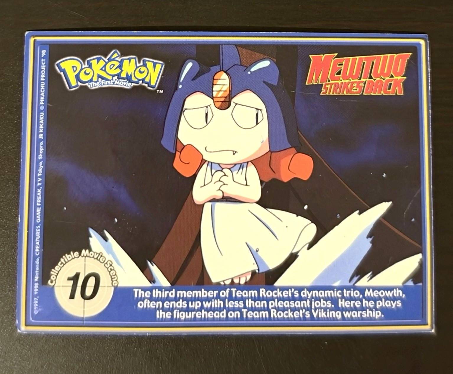 Pokémon PokéTrivia 1999 Moltres & Meowth Movie Scene Card #10 English