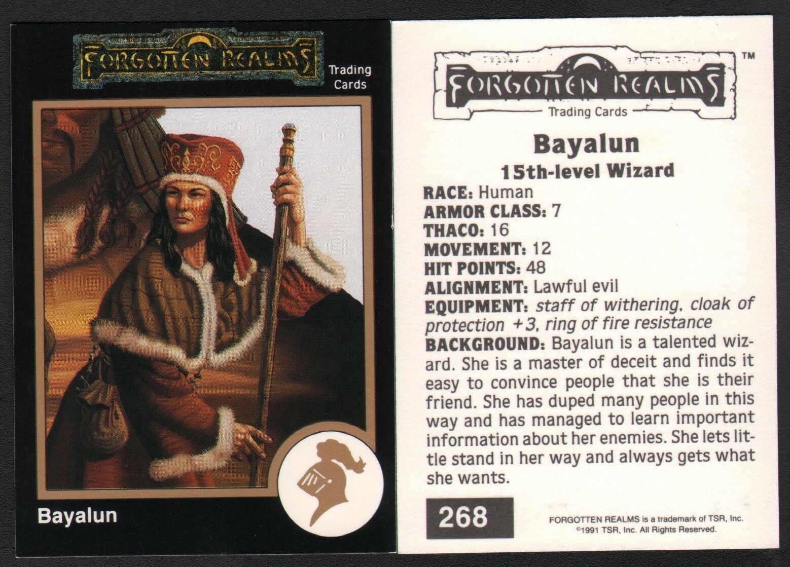 1991 TSR AD&D Gold Border RPG Fantasy Art Card #268 ~ Mago Forgotten Realms