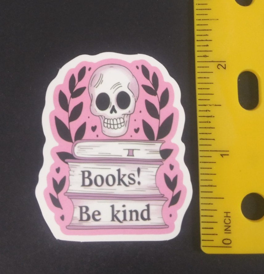 Books! Be Kind Skull On Stack Of Book Sticker (X)