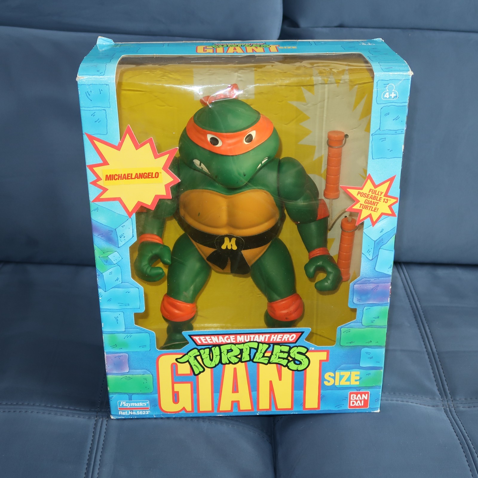 Vintage 1989 TMNT Giant 13" Michaelangelo Figure Teenage Mutant Ninja Turtle Box